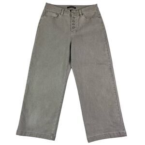 CALVIN KLEIN Jeans Womens Size 30 Tan Mid Rise Cropped Wide Leg Exposed Button